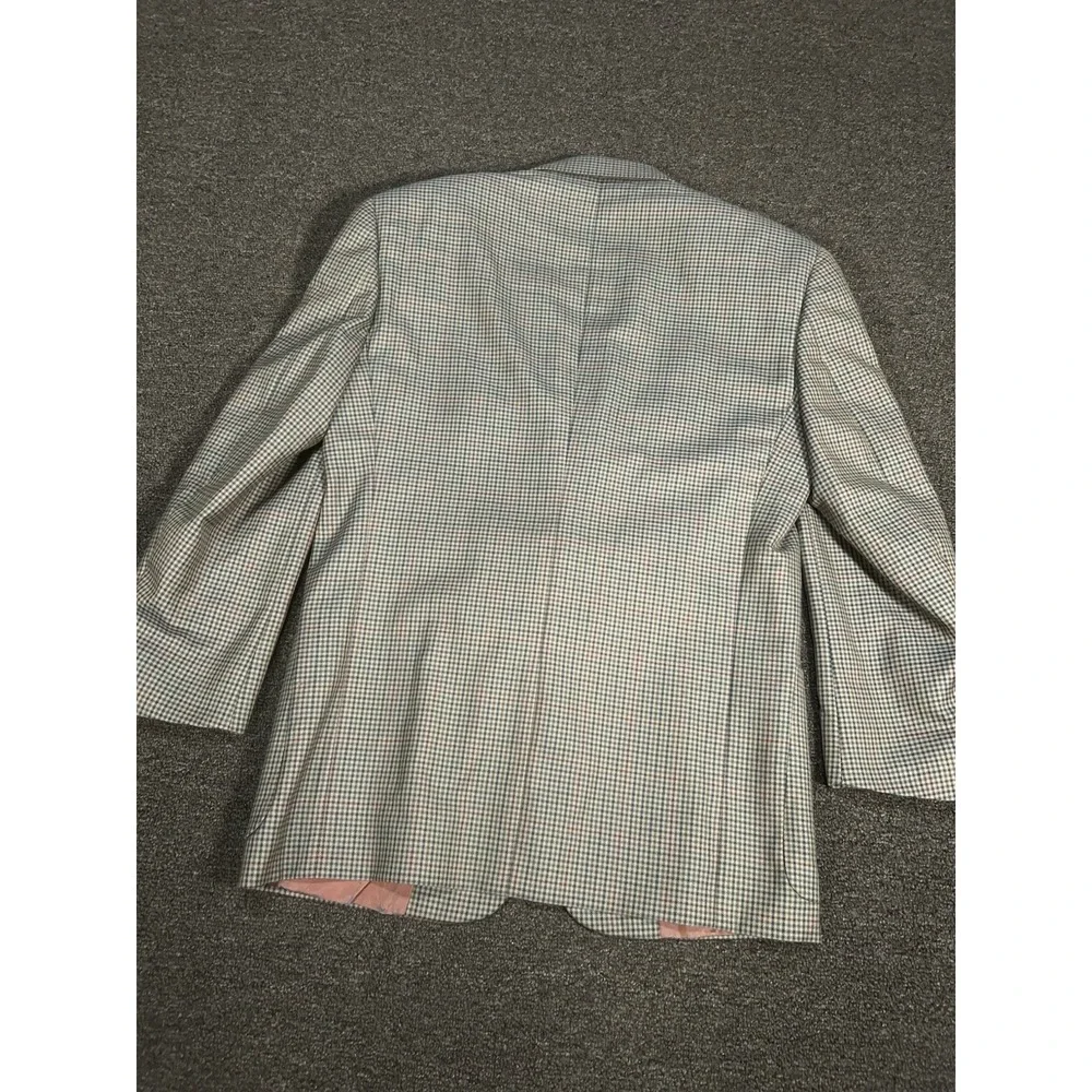 Corneliani Blazer Jacket Men's 43R Beige Green Gingham Check Wool Old Money